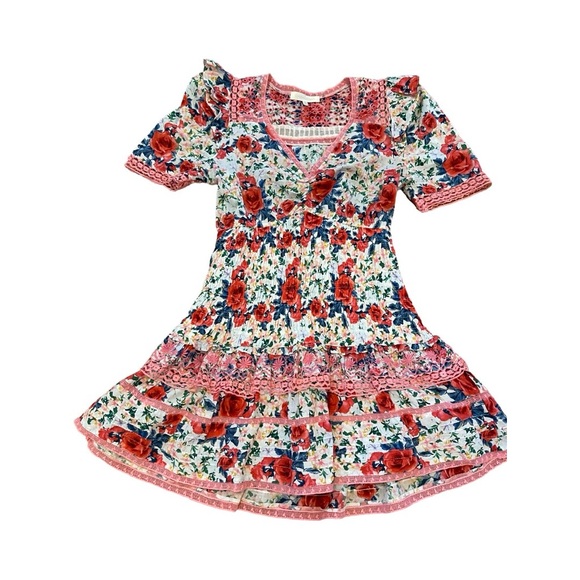 LoveShackFancy Rena Mini Dress in Rush of Red, size small - Picture 6 of 13